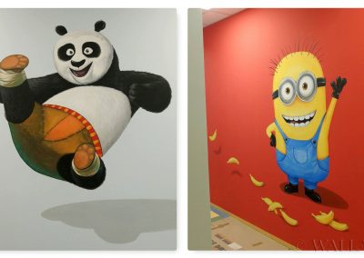 malowidło w przedszkolu - minionek i panda