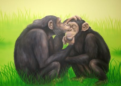 pomalowana ściana - szympansy